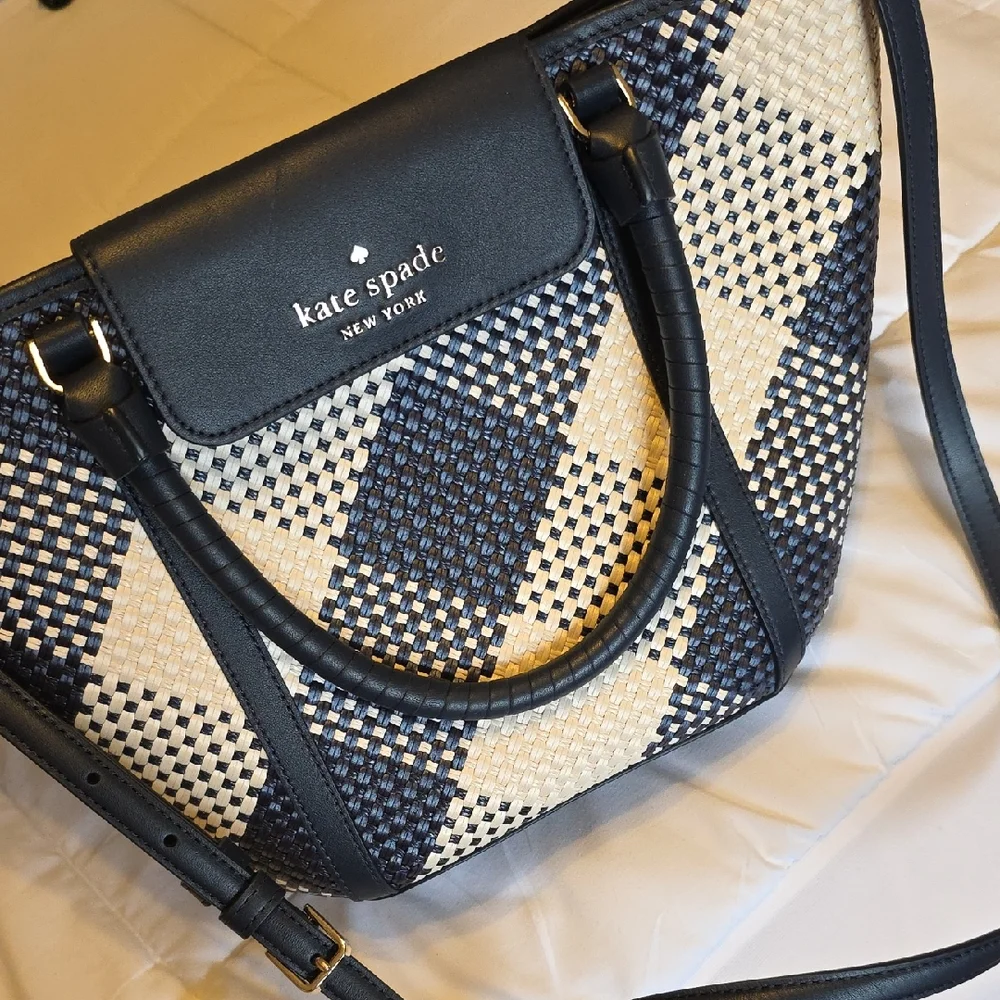 Kate Spade Navy and Cream Woven Satchel - Picture 1 of 5